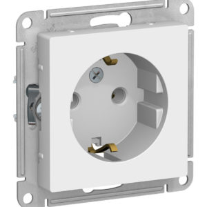 Розетка Systeme Electric ATLASDESIGN, скрытый монтаж, с заземлением, винтовые клеммы, белый