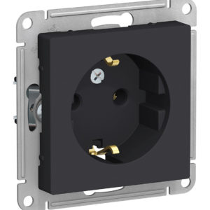Розетка Systeme Electric ATLASDESIGN, скрытый монтаж, с заземлением, карбон