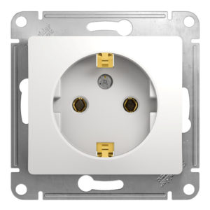 Розетка Systeme Electric GLOSSA, скрытый монтаж, с заземлением, белый