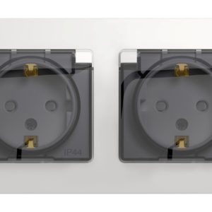 Розетка двухместная Systeme Electric GLOSSA, скрытый монтаж, с заземлением, с крышкой, со шторками, белый, GSL000147